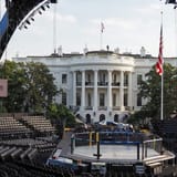 Corporate logos abound on White House grounds in prep for fights by Trump-allied UFC