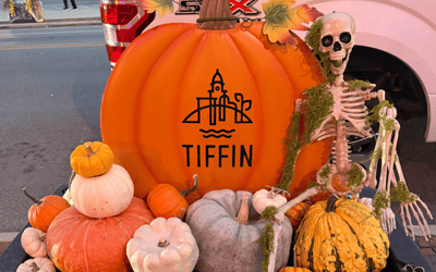 Skeletons, pumpkins and spiderwebs take over downtown Tiffin planters for Halloween