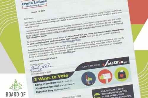 Absentee ballot applications mailed to Ohio voters for November election