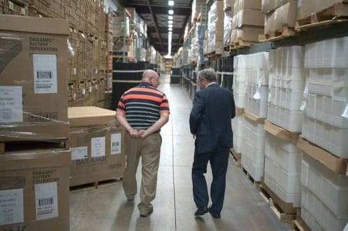 Sherrod Brown tours Crown Battery, meets with Fremont workers