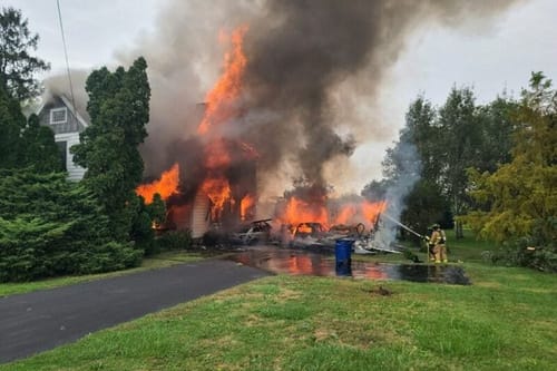 Two hospitalized after car crashes into Seneca County home, igniting fire