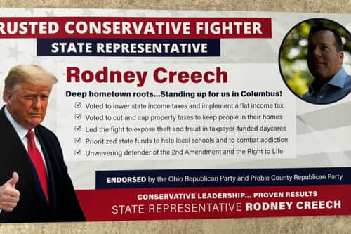 Accused of child sex abuse, Rodney Creech puts Trump on his first campaign mailer