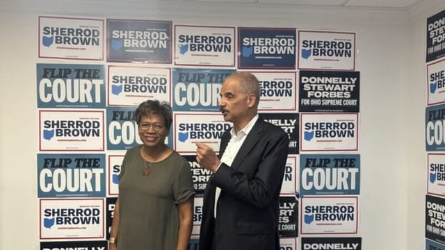 Former U.S. Attorney General attends canvassing event for Democratic Ohio Supreme Court candidates