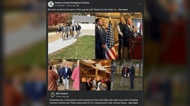 Seneca County EMS used government Facebook page to promote Frankart's Republican rally