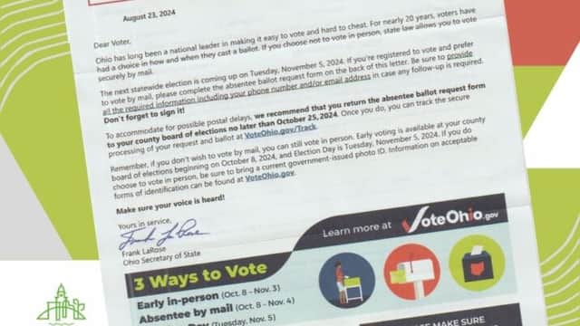 Absentee ballot applications mailed to Ohio voters for November election