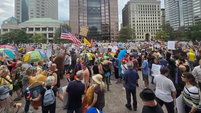 Huge crowds turn out in Ohio to protest Trump