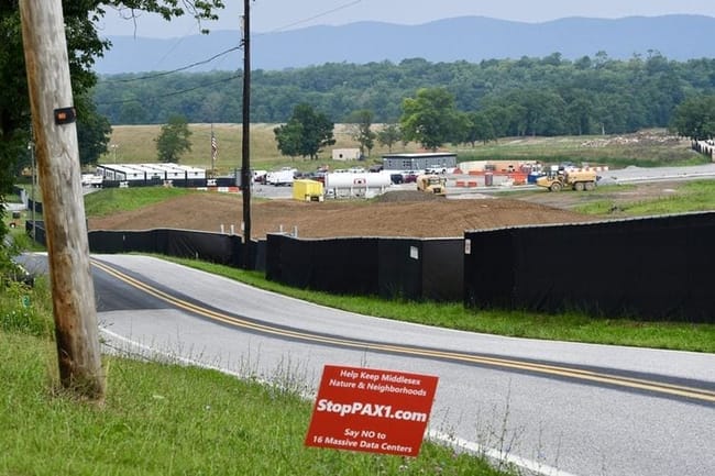 Construction underway for the PAX-1 data center hub in Middlesex Township, Cumberland County, Pennsylvania. (Photo by Peter Hall/Capital-Star)