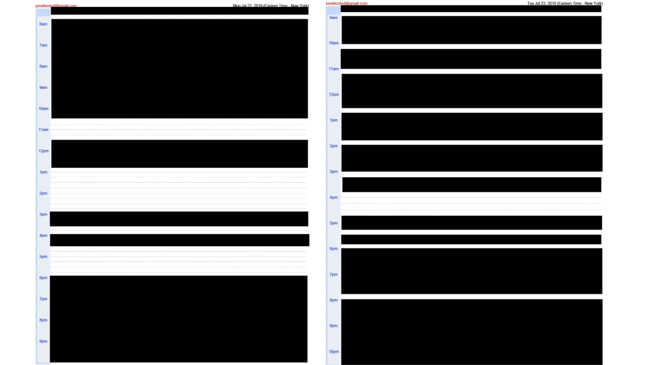 Husted’s official calendars for July 22 and July 23, 2019. Gov. Mike DeWine signed House Bill 6 into law on July 23. Every listed entry on July 22 and every listed meeting on July 23 is redacted.