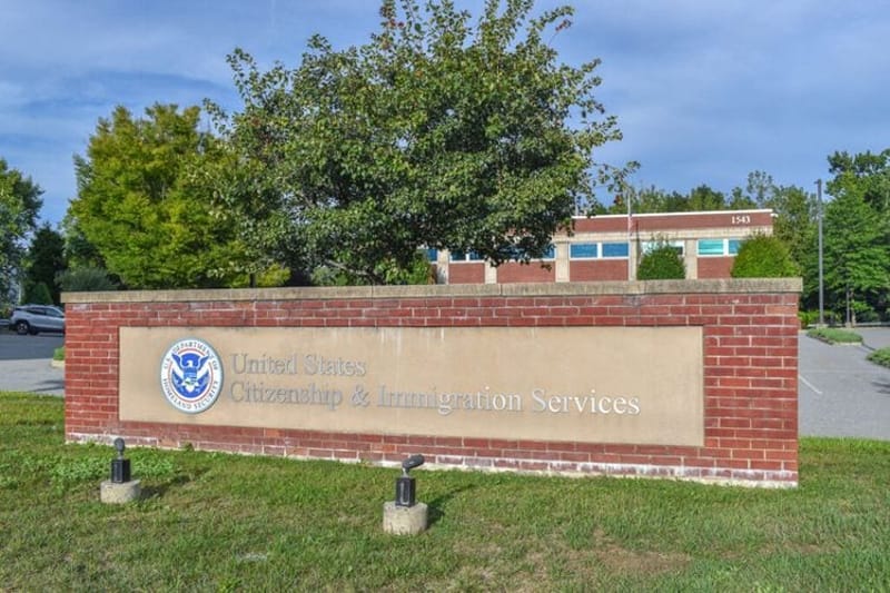 The exterior of the U.S. Citizenship and Immigration Services office in Johnston, Rhode Island. (Photo by Christopher Shea/Rhode Island Current)
