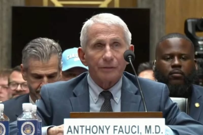 Dr. Anthony Fauci, left, testifies before the Senate Homeland Security and Governmental Affairs Committee on July 29, 2026 in Washington, D.C. (Screenshot)