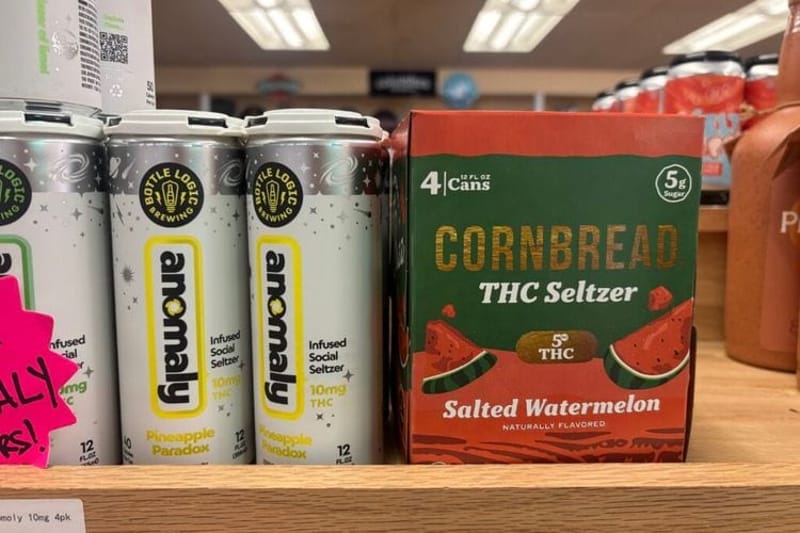 THC-infused beverages for sale at Savor Growl in Columbus, Ohio on Oct. 13, 2025. (Photo by Megan Henry, Ohio Capital Journal).