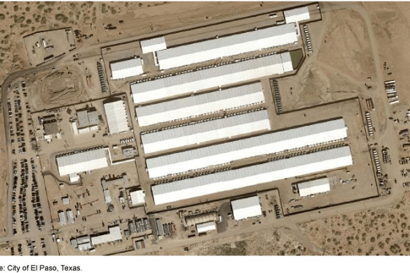 An aerial view of Camp East Montana, an immigrant detention center in El Paso, Texas. (Photo courtesy of Government Accountability Office)