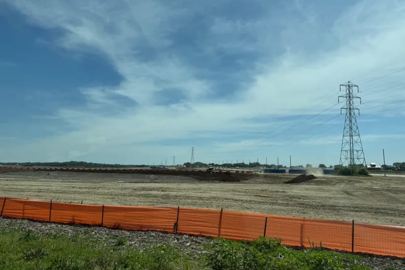 The site of Google's pending data center in American Township, near Lima, is seen under construction. Credit: Jake Zuckerman