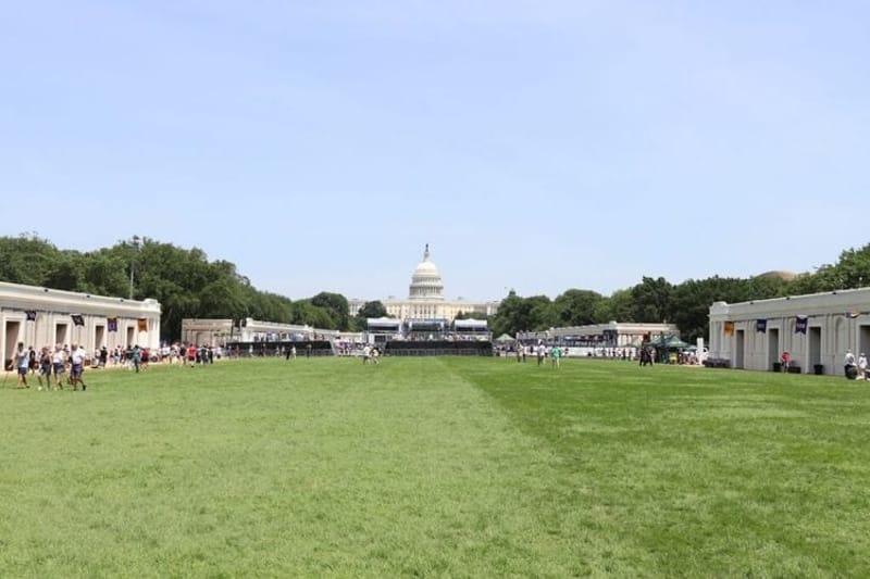 There were few crowds as attendees explored different exhibits at the Great American State Fair on the National Mall in Washington, D.C. on June 30, 2026. (Photo by Sam Gauntt/States Newsroom)