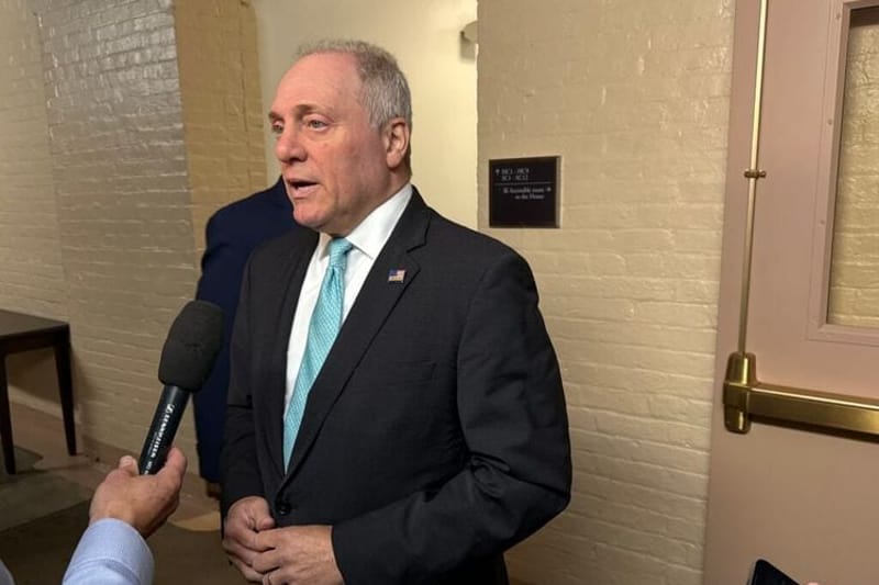 U.S. House Majority Leader Steve Scalise, R-La., speaks to reporters in the basement of the Capitol building in Washington, D.C., on Tuesday, June 9, 2026. (Photo by Jennifer Shutt/States Newsroom)
