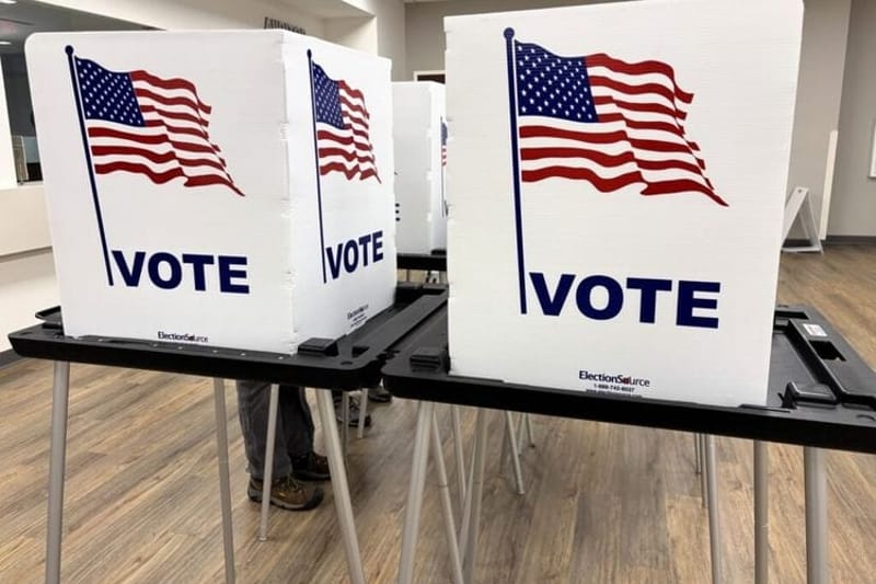 Voting booths. (Photo by Seth Tupper, States Newsroom.)
