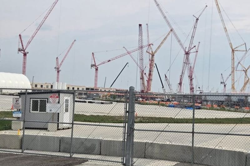 A massive Intel chip plant near New Albany, Ohio is years behind schedule. (Photo by Marty Schladen, Ohio Capital Journal.)