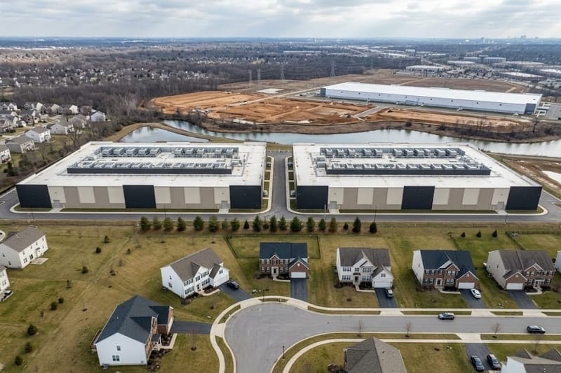 Data centers near a residential neighborhood. (File Photo)