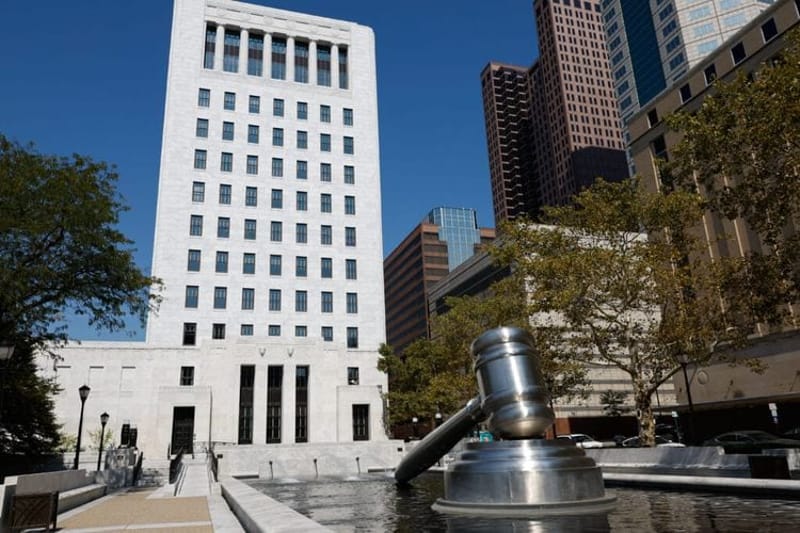 The Gavel outside the Supreme Court of the State of Ohio. (Photo by Graham Stokes for Ohio Capital Journal. Republish photo only with original article.)