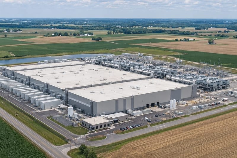 An AI data center surrounded by farmland. (File Photo)