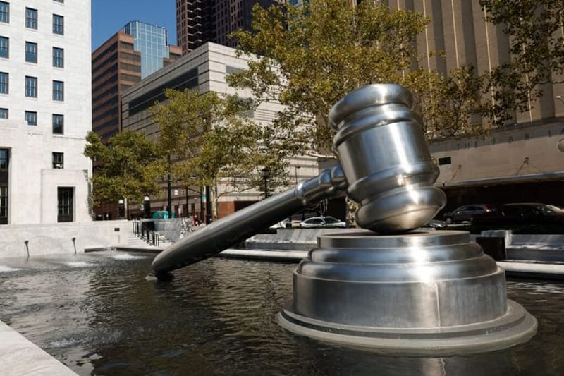 The Gavel outside the Supreme Court of the State of Ohio. (Photo by Graham Stokes for Ohio Capital Journal. Republish photo only with original article.)