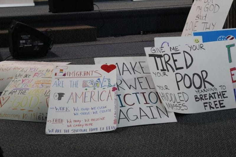 Signs of support for Haitians in Springfield, Ohio after temporary protected status ended on July 27. (Photo by Megan Henry, Ohio Capital Journal).