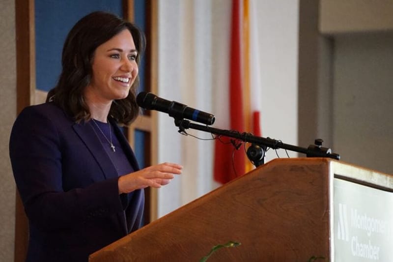 U.S. Sen. Katie Britt, Republican of Alabama, seen at an event in Montgomery in November 2023, was among the Senate Republicans at a hearing on Sept. 23, 2026 pressing for more action to bar transgender athletes from women's sports. (Photo by Alander Rocha/Alabama Reflector)