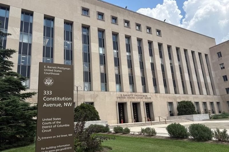 The E. Barrett Prettyman U.S. Courthouse in Washington, D.C., home of the U.S. District Court for the District of Columbia, on July 14, 2025. (Photo by Jacob Fischler/States Newsroom)