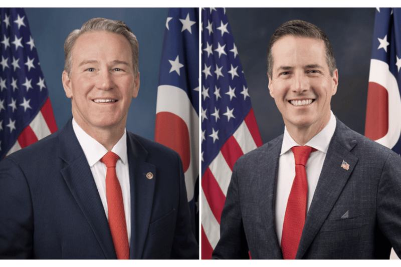 Ohio Republican U.S. Sens. Jon Husted, left, and Bernie Moreno, right. (Official photos.)