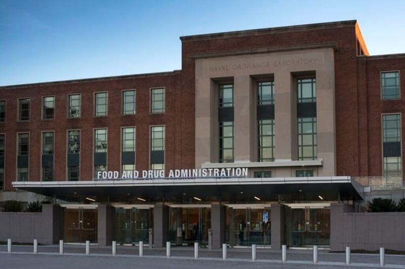 The main entrance of the U.S. Food and Drug Administration's Building 1, which houses the commissioner’s office, in Silver Spring, Maryland. (Photo by Michael J. Ermath/FDA)
