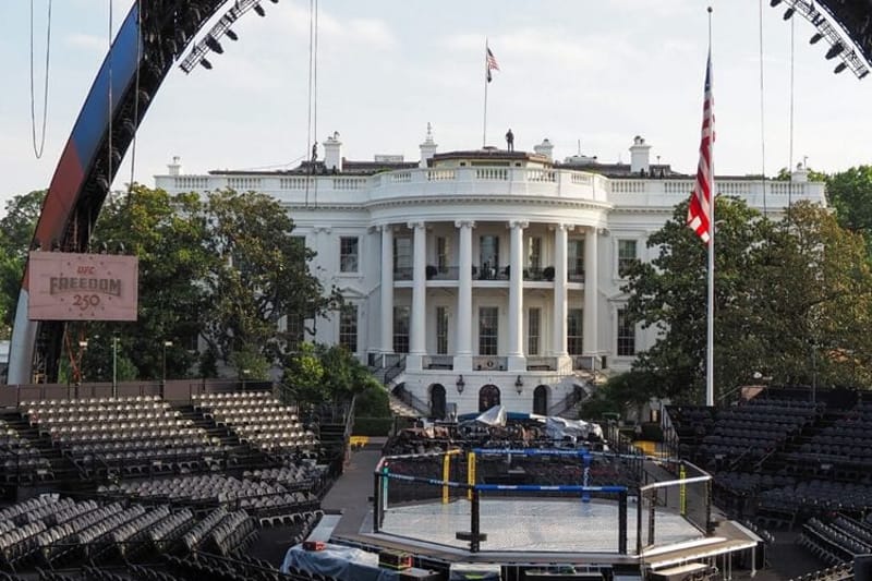 An Ultimate Fighting Championship ring on the White House South Lawn on Thursday, June 11, 2026. (Photo by Ashley Murray/States Newsroom)