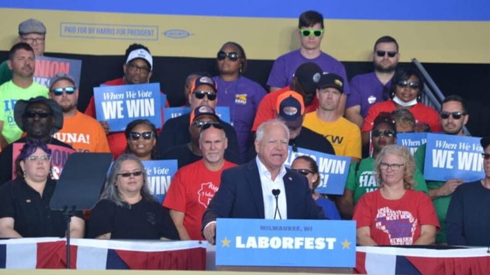 Walz rouses a Milwaukee union crowd with a Labor Day message to get out the vote for Harris