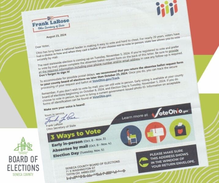Absentee ballot applications mailed to Ohio voters for November election
