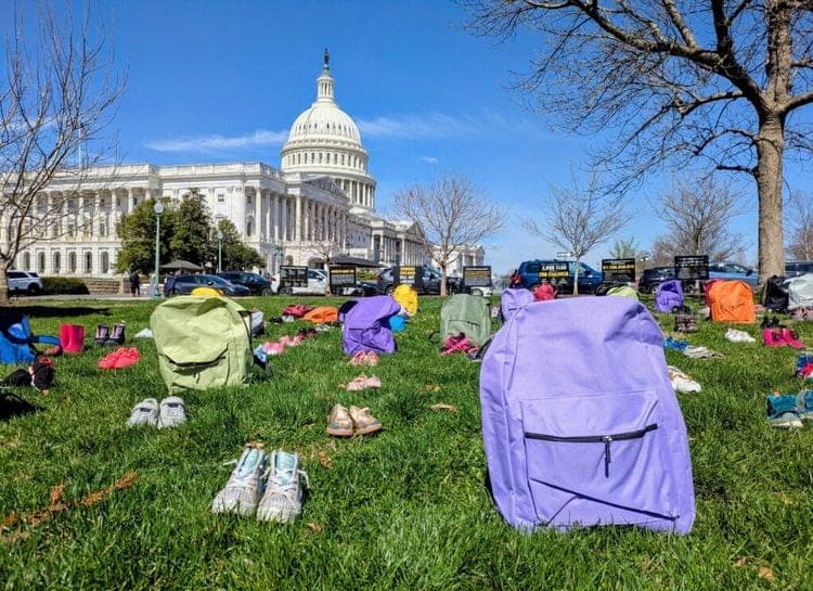 Protesters of Iran war spotlight children killed in school bombing
