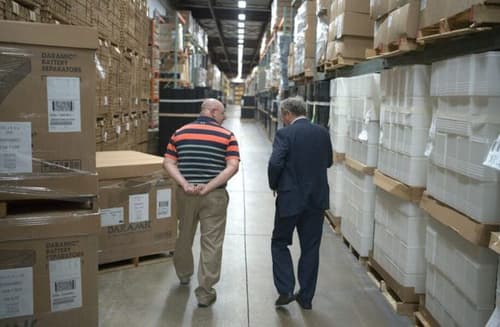 Sherrod Brown tours Crown Battery, meets with Fremont workers
