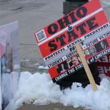 Strauss survivors protest outside Ohio State Trustees meeting
